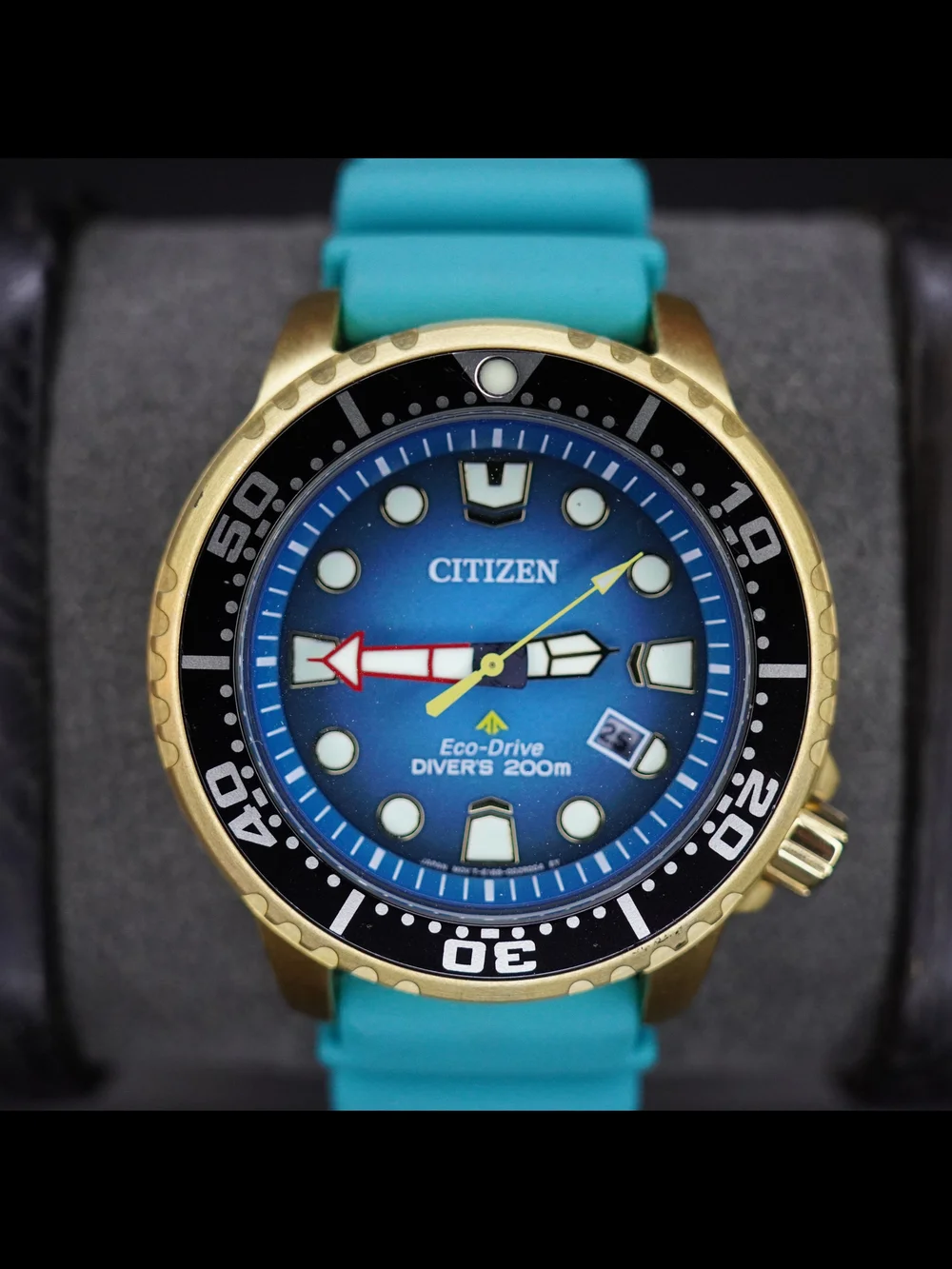 Citizen Eco-Drive Promaster Diver Men's Watch Gold Tone Blue Dial BN0162-02X
